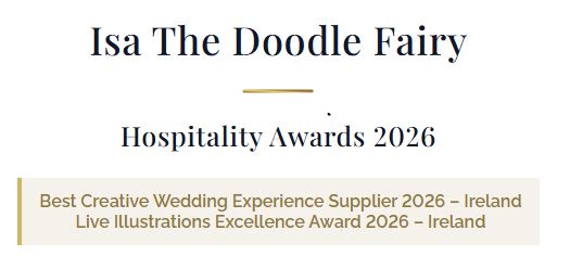 Best Creative Wedding Experience Supplier 2026 – Ireland Live Illustrations Excellence Award 2026 – Ireland